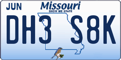 MO license plate DH3S8K