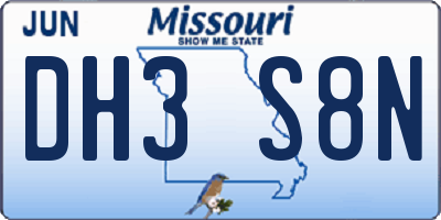 MO license plate DH3S8N