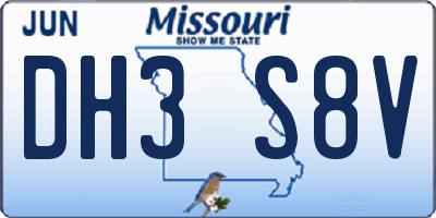 MO license plate DH3S8V