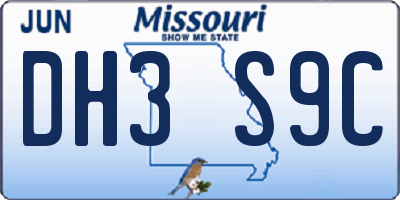 MO license plate DH3S9C