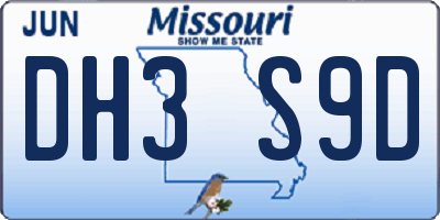 MO license plate DH3S9D