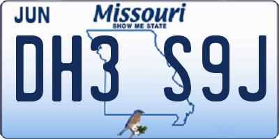 MO license plate DH3S9J