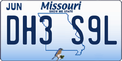 MO license plate DH3S9L