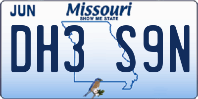 MO license plate DH3S9N