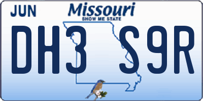MO license plate DH3S9R