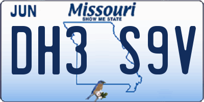 MO license plate DH3S9V
