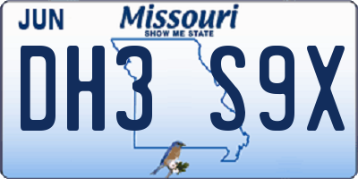 MO license plate DH3S9X