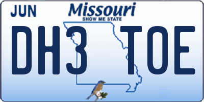 MO license plate DH3T0E