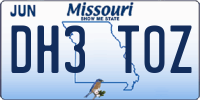MO license plate DH3T0Z