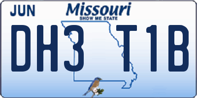 MO license plate DH3T1B