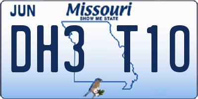 MO license plate DH3T1O