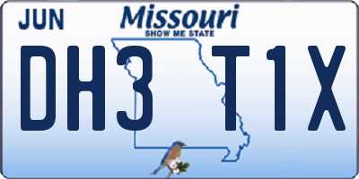 MO license plate DH3T1X