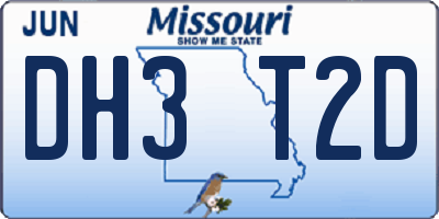 MO license plate DH3T2D