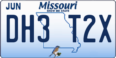 MO license plate DH3T2X