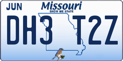 MO license plate DH3T2Z