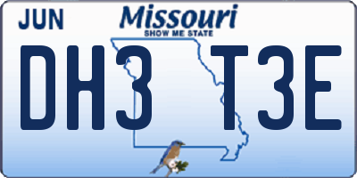 MO license plate DH3T3E