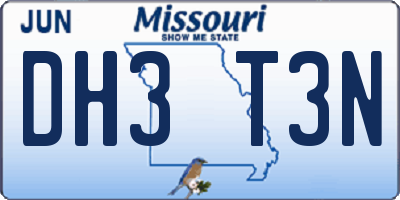 MO license plate DH3T3N