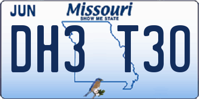 MO license plate DH3T3O