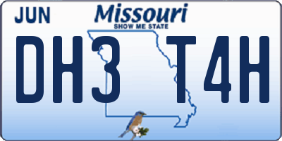 MO license plate DH3T4H