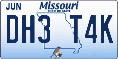 MO license plate DH3T4K