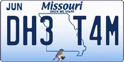 MO license plate DH3T4M