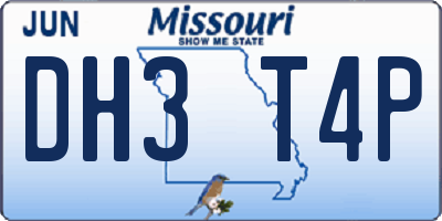 MO license plate DH3T4P