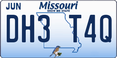 MO license plate DH3T4Q