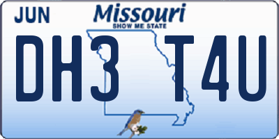 MO license plate DH3T4U