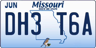 MO license plate DH3T6A