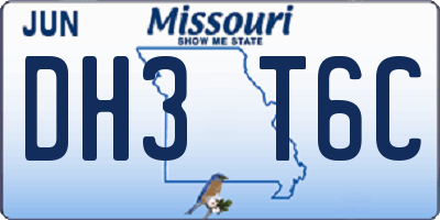 MO license plate DH3T6C