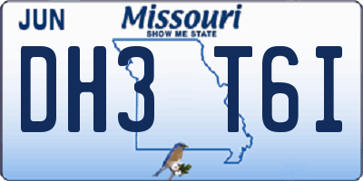MO license plate DH3T6I