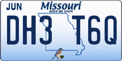 MO license plate DH3T6Q