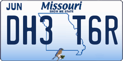 MO license plate DH3T6R