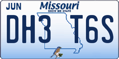 MO license plate DH3T6S