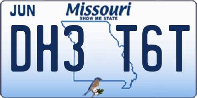 MO license plate DH3T6T