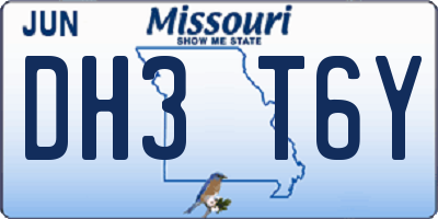 MO license plate DH3T6Y