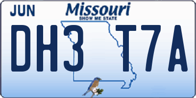 MO license plate DH3T7A