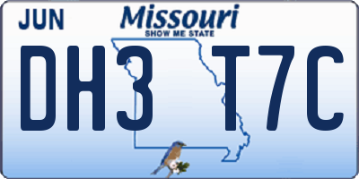MO license plate DH3T7C
