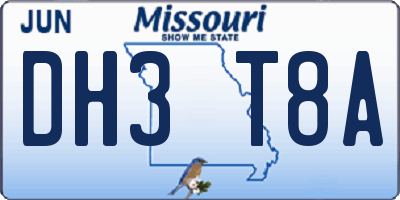 MO license plate DH3T8A