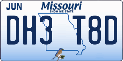MO license plate DH3T8D
