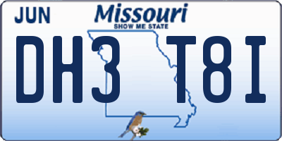 MO license plate DH3T8I