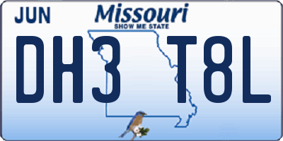 MO license plate DH3T8L