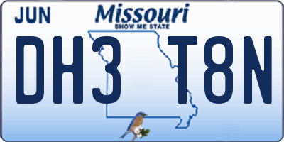MO license plate DH3T8N