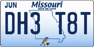 MO license plate DH3T8T