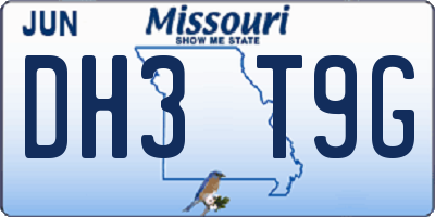 MO license plate DH3T9G