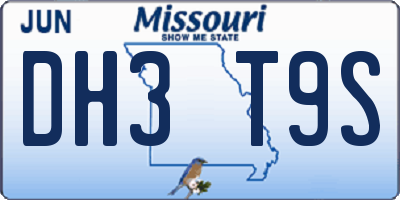 MO license plate DH3T9S