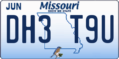 MO license plate DH3T9U