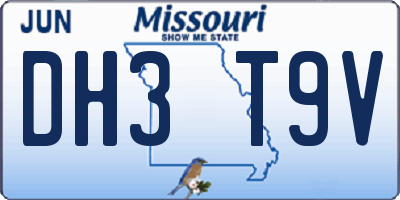 MO license plate DH3T9V