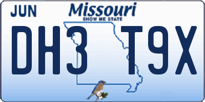 MO license plate DH3T9X
