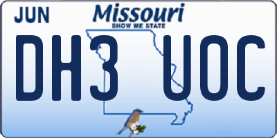 MO license plate DH3U0C